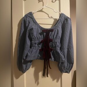 Damson Madder Dakota blouse in blue check.